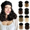 thumbnail image 4 of YEKEYI Wig Hat Wool Berets Extensions Stretchable Solid Cap Attached with Hair Curly Bob Synthetic Hairpiece Cap, 4 of 8