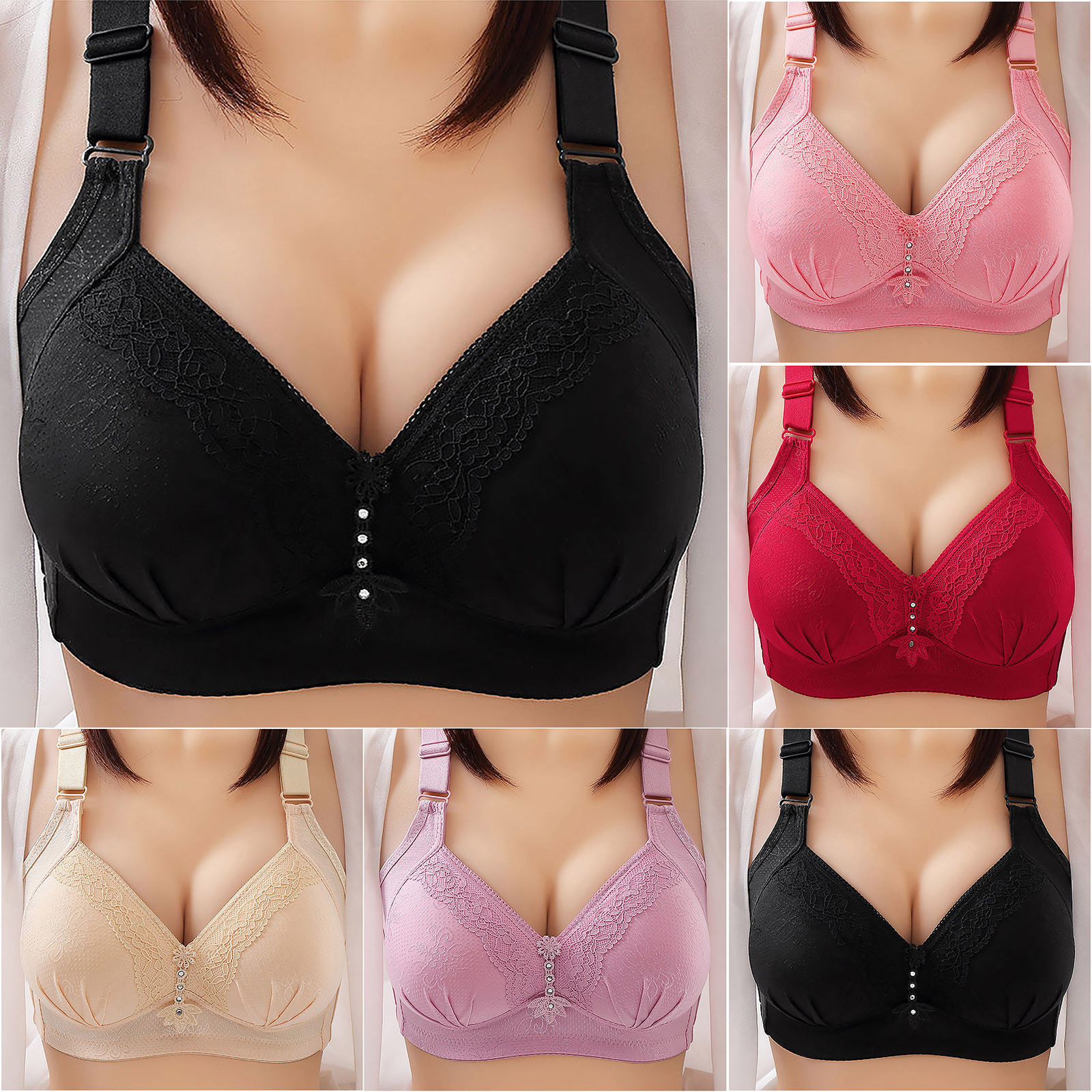 VerPetridure Clearance Women's Push Up Bras Full Coverage Underwire  Wirefree Bra Double Shoulder Straps Everyday Underwear