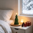 thumbnail image 6 of Twisted Christmas Tree Flameless LED Candle, Ribbed Green Paraffin Wax, 7 x 3.34 x 3.34 in, Uses 2 AAA Batteries, 6 of 6