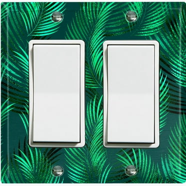 Metal Light Switch Plate Cover Jungle Tropical Leaves Green Palm JGL001