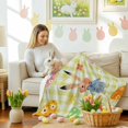 thumbnail image 4 of Throw Blanket Fleece Throw Blanket 40x50in, Spring Cartoon Easter Bunny Soft Lightweight Bed Blankets Eggs Flowers Yellow Plaid Fuzzy Couch Blankets for All Season, 4 of 9