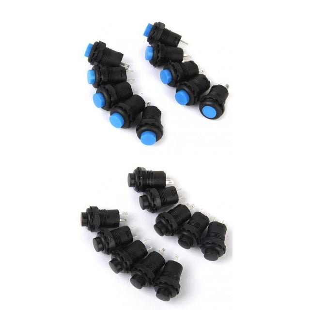 Interruptor De Botón Pulsador Sunnimix 20pcs Enclavamiento 3A 125V 1.5A 250V Negro Y Azul