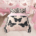 thumbnail image 2 of Manfei Black Butterfly 7 Pieces Bed in a Bag Full Size for Girls Women, Vintage Rose Floral Bed Set, Baroque Mandala Bed Sheets Setp with Comforter, Breathable Bedroom Decor, 2 of 8