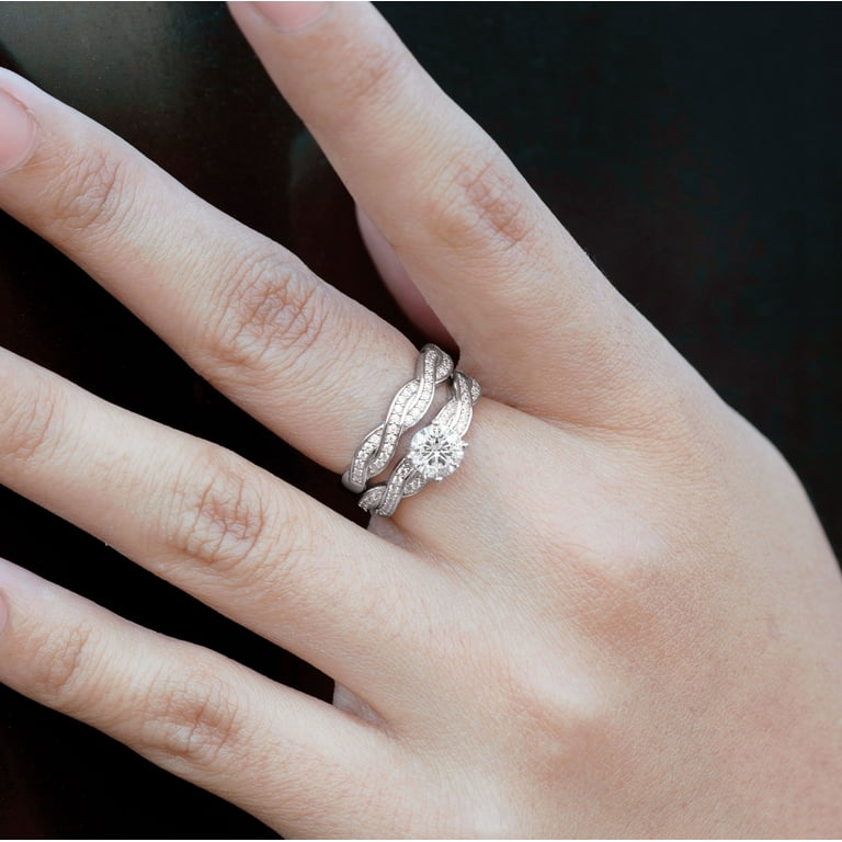 JeenMata 1.25 Carat Round Cut Moissanite Wedding Set JeenMata 1.25 Carat Round Cut Moissanite Wedding Set