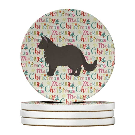 

York Chocolate #2 Cat Christmas Large Sandstone Coasters Pack of 4 4 in x 4 in
