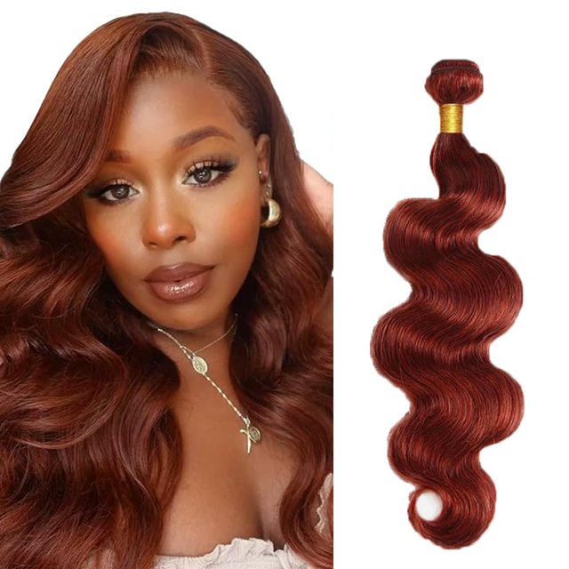Extensiones de cabello Auokmar Red Copper Body Wave, 70 cm, 150% de densidad