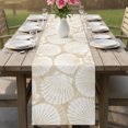 thumbnail image 6 of Table Runners 70 Inches Long Dress Scarves, Cream Scallop Coastal Farmhouse Coffee/Dining/Kitchen Table Decor, Holiday Table Runner, Summer Beach Nautical 13x70 Inch, 6 of 9