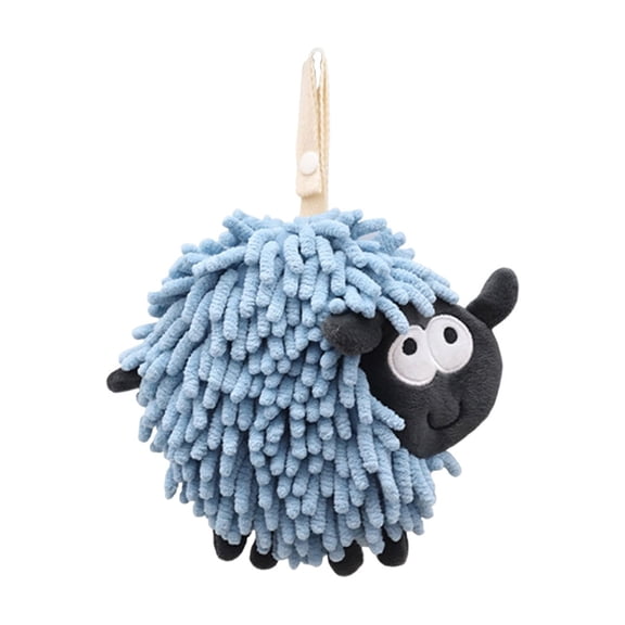 Huzdenx Cute Little Lamb Shaped Hanging Hand Towel, Soft Chenille Absorbent Decorative Hand Drying Towel for Bathroom Kitchen Home Decor