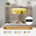 thumbnail image 3 of Farmhouse Storage Bed Frame, Twin Platform Bed with Bookcase Headboard and 4 Drawers, No Box Spring Needed, Gray Industrial Wood Bedroom Furniture, 3 of 8
