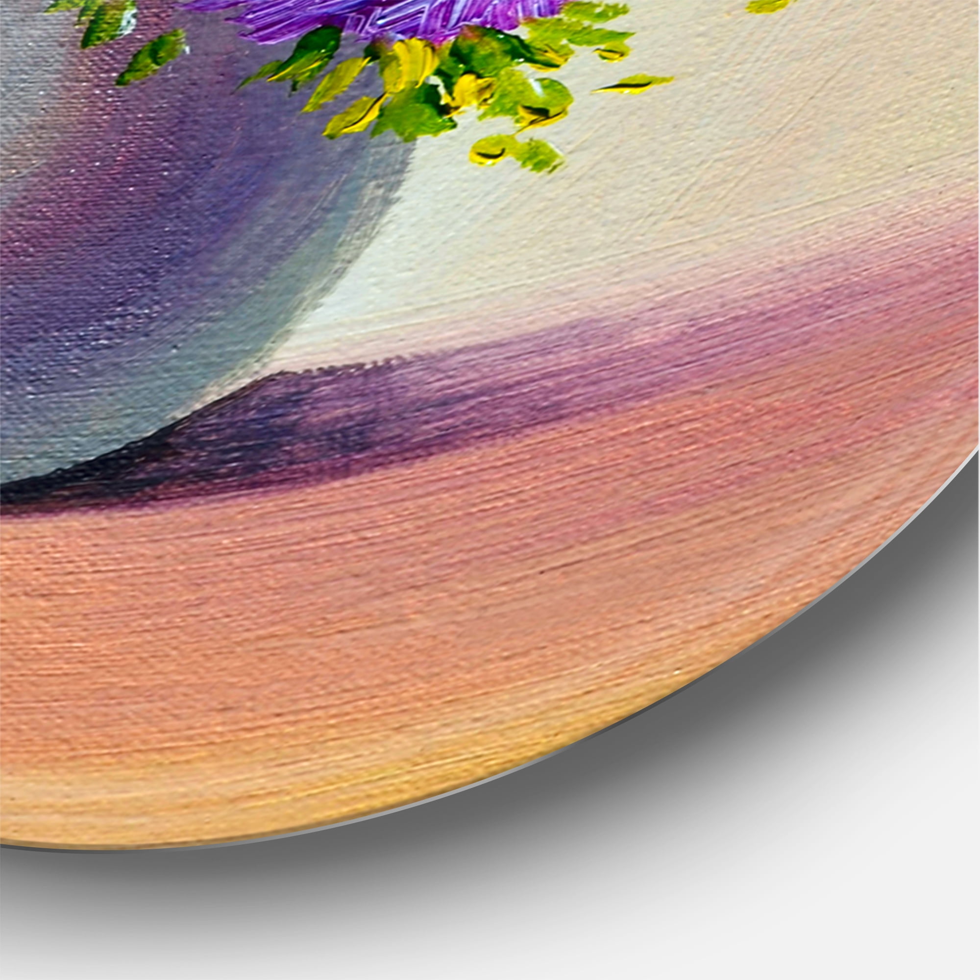 Designart 'Still Life A Bouquet Of Red Blue & White Flowers' Traditional Circle Metal Wall Art 23x23 - Disc of 23