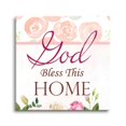thumbnail image 1 of Bless This Home Soft Pink Floral 24 x 24 Glass Wall Hanging Sign, 1 of 4