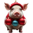 thumbnail image 6 of Zatoumnr Acrylic Pig Flat Car Pendant, Novelty Christmas Tree Ornament, Unique Pig-shaped Hanging Decoration Christmas Hanging Ornament Party Holiday Supplies, 6 of 8