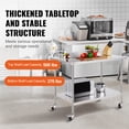 thumbnail image 3 of VEVOR Stainless Steel Work Table Commercial Prep Table 30x48 Inch With 4 Casters, 3 of 9