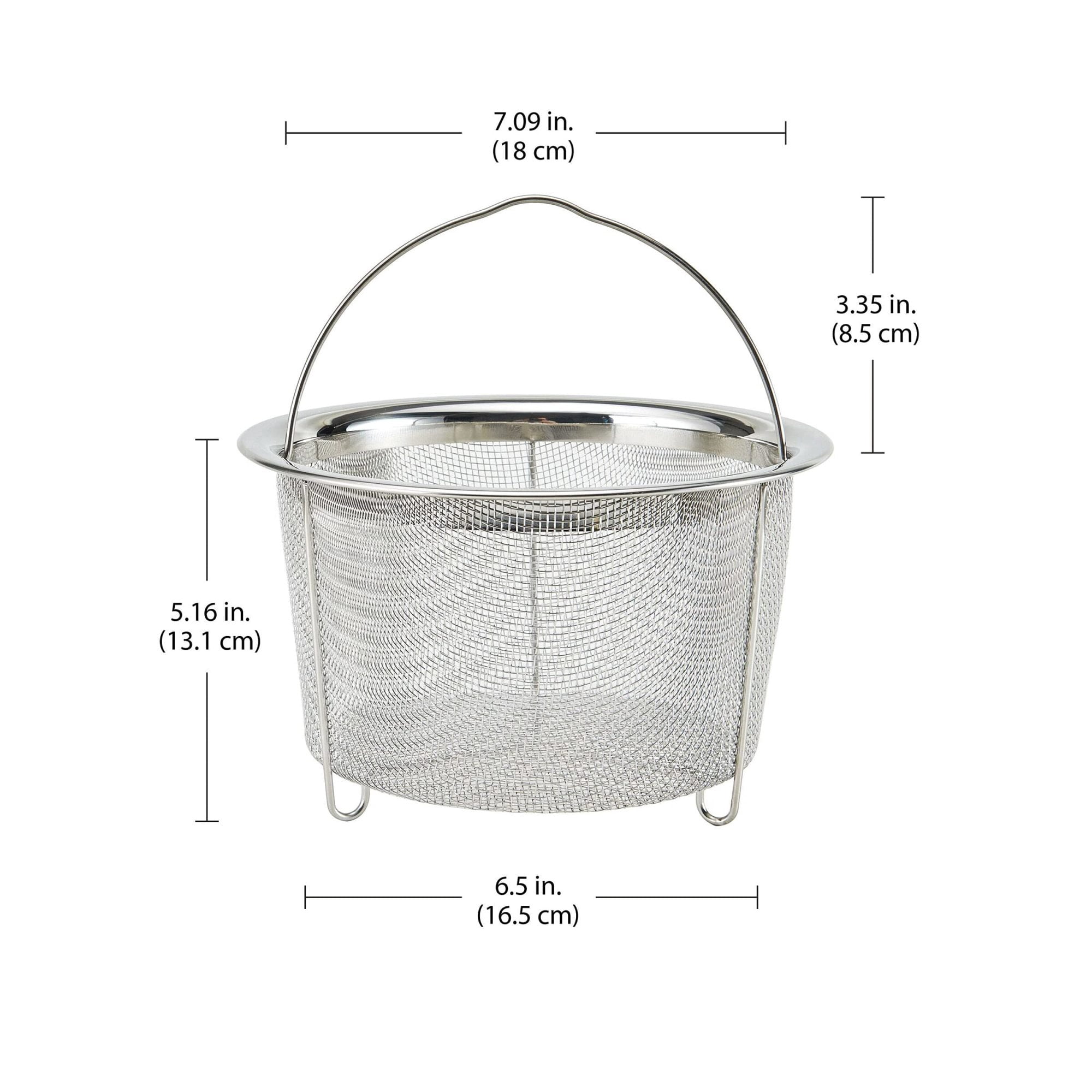 Instant Pot Official Large Mesh Steamer Basket Set of 2 - Stainless Steel, Multi-Purpose Steamer & Strainer for Vegetables, Fish, Meat & More - Rust-Resistant, Easy-Lift Handle, Dishwasher Safe