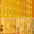 thumbnail image 3 of Morttic 300 LEDs Curtain String Light, 9.8FT x 9.8FT 8 Lighting Modes Fairy Window String Lights Wedding Party Home Garden Bedroom Outdoor Indoor Wall Decorations (Dark Yellow), 3 of 11