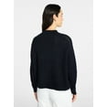 thumbnail image 4 of Time and Tru Women's Pointelle Mock Neck Pullover Sweater with Long Sleeves, Lightweight, Sizes XS-XXXL, 4 of 6