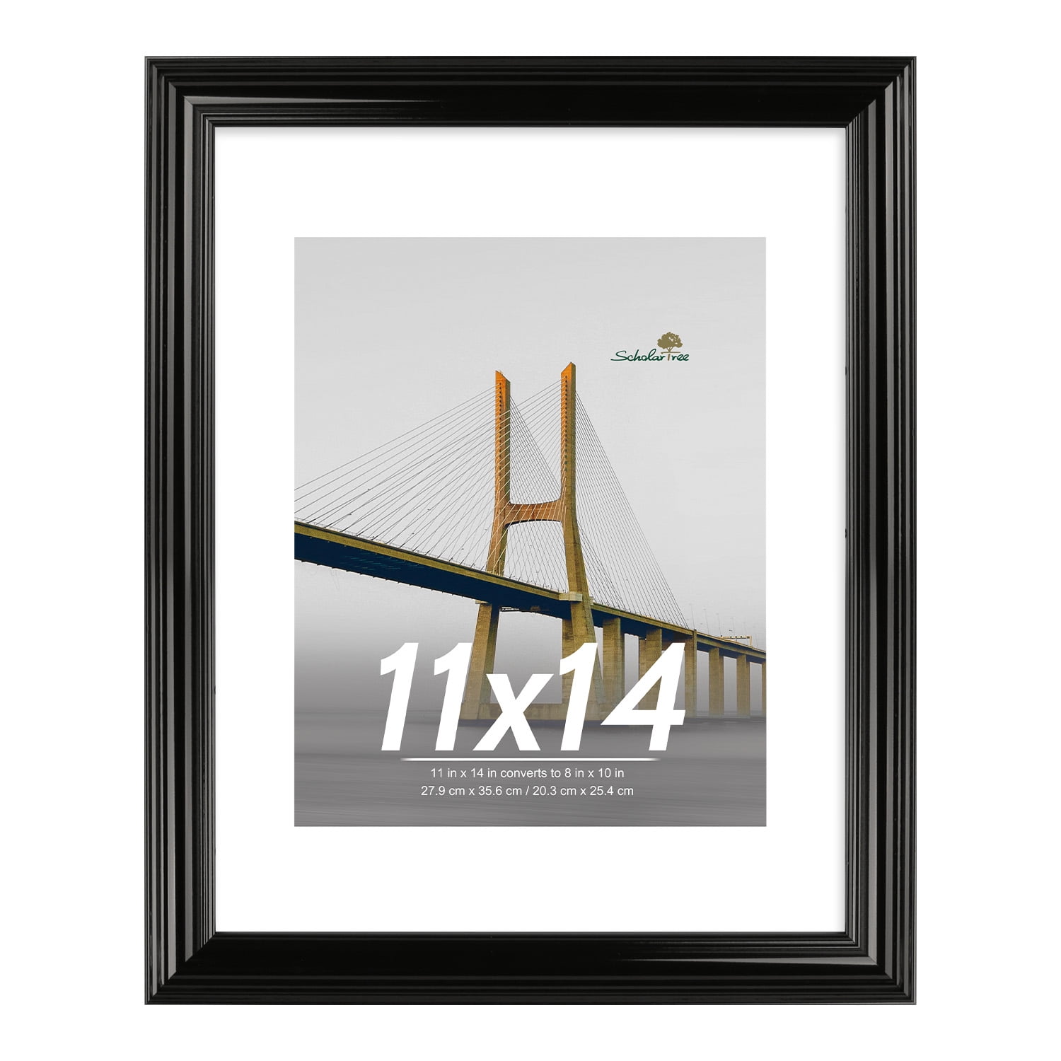 Scholartree 2PACK 11x14 Picture Frame , Display Photo 11x14 Matted to 8x10 Wall Frame Frame, Black