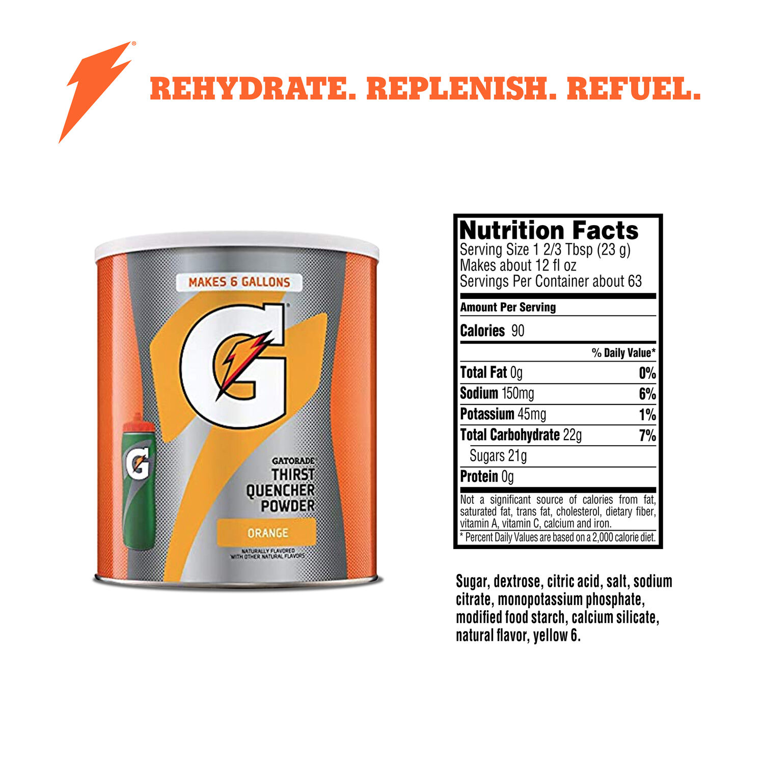 Gatorade Orange Thirst Quencher Sports Drink Mix Powder, 51 oz Canister - image 2 of 12