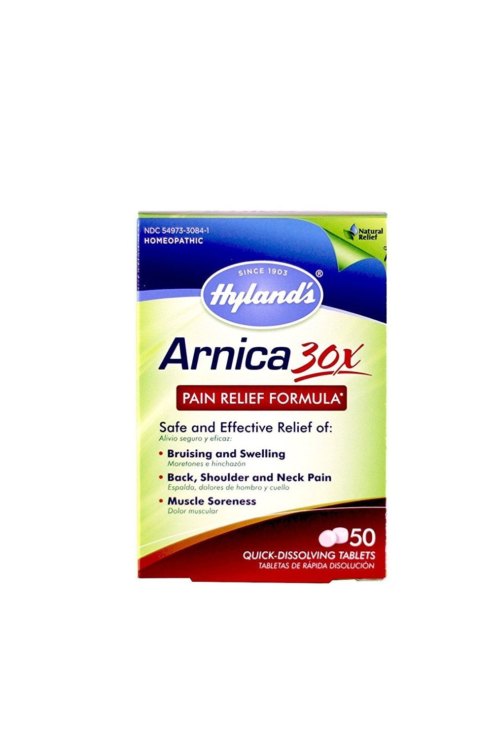 Hyland's Arnica Tablets 30X, Natural Homeopathic Bruising and Pain Relief, 50 Count Pack of 6