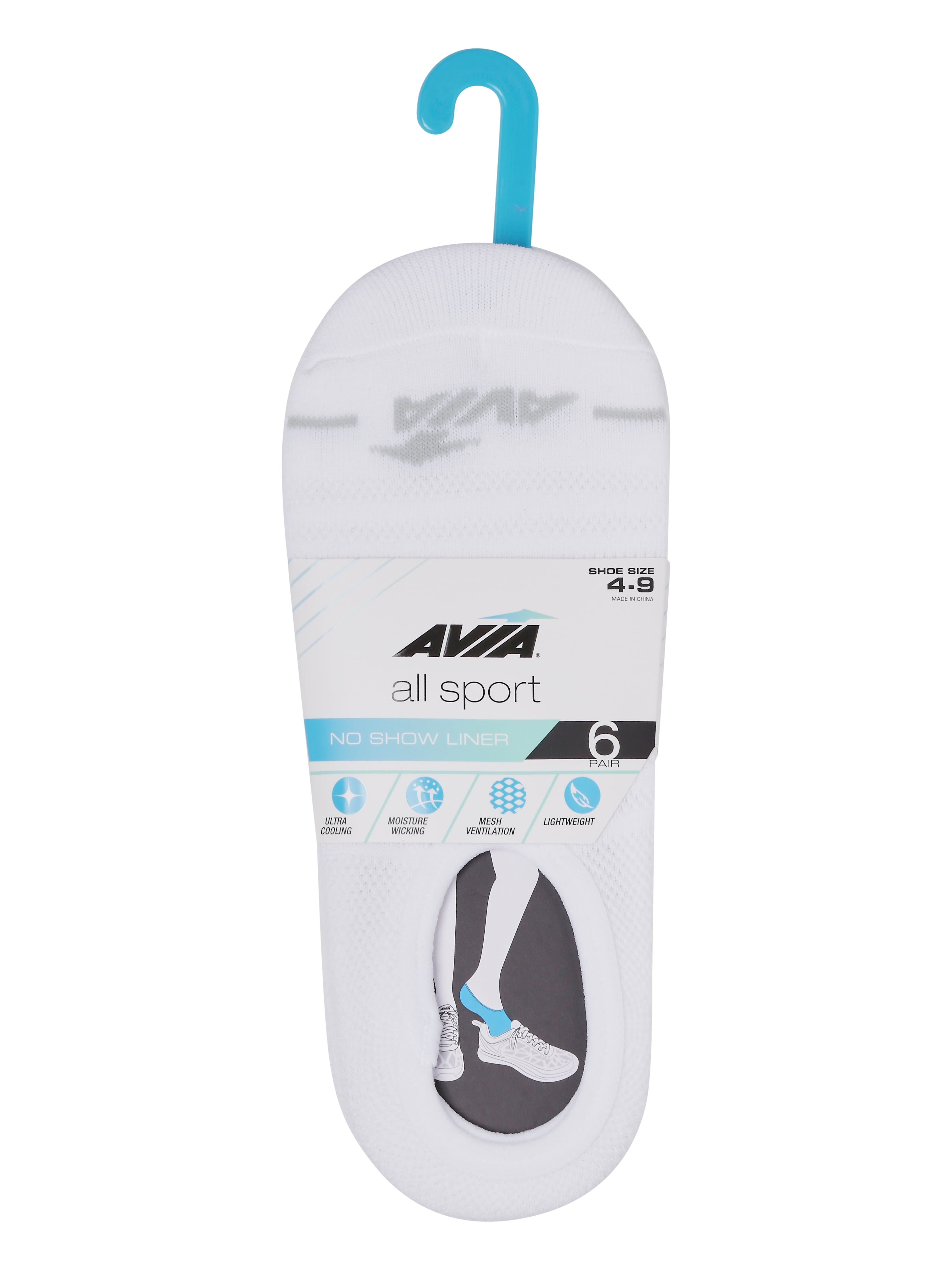 Avia Women's All Sport No Show Liner Socks, 6-Pack