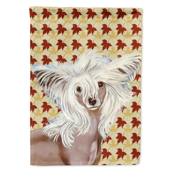Carolines Treasures LH9122-FLAG-PARENT Chinese Crested Fall Leaves Portrait Flag multicolor
