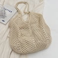 thumbnail image 5 of Yibooy Women Knitting Shoulder Bag Hollow Out Large Capacity Crochet Tote Bag (Beige), 5 of 10