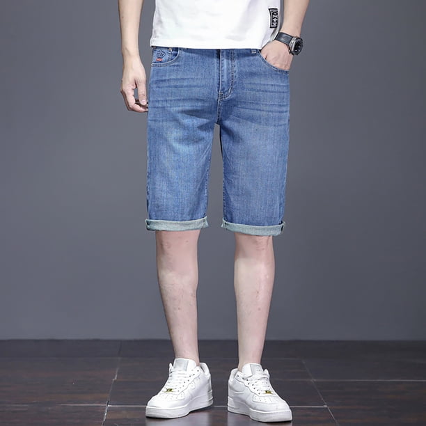 WILLBEST Pantalones Cortos Cargo para Hombre, Informales, de Verano, Cómodos, Transpirables, Elásticos, para Deportes Al Aire Libre, Ligeros y Suaves, de Mezclilla para Uso Diario.