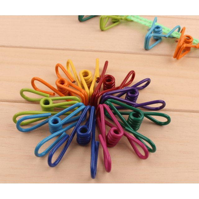Pack of 30 Multi-Purpose Clothesline Utility Clips Assorted Colors Steel Wire Clips Clothesline Clips Bag Sealer for Sealing Food, Kitchen Bags, Paper Holder, Laundry Hanging and More