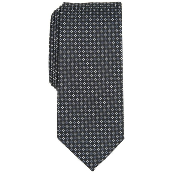 Bar III Mens Raleigh Mini Diamond Tie Necktie Modern Black Silk Blend