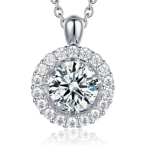 Gifts for Women Wife,Sparkling Gift for Wife, 1 Carat Moissanite Pendent for Women, 925 Sterling Silver Dancing Necklace for Anniversary, Mother's Day, and Christmas Day Gifts
