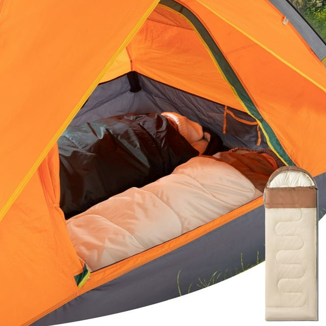 LOVEVER Sac de Couchage à Capuche pour Adultes Camping Portable Double Intérieur Extérieur 210x75x4cm Coton Blanc Léger 2.2lb Résistant à la Saleté Design Fermeture à Glissière-Ensemble pour Couples A