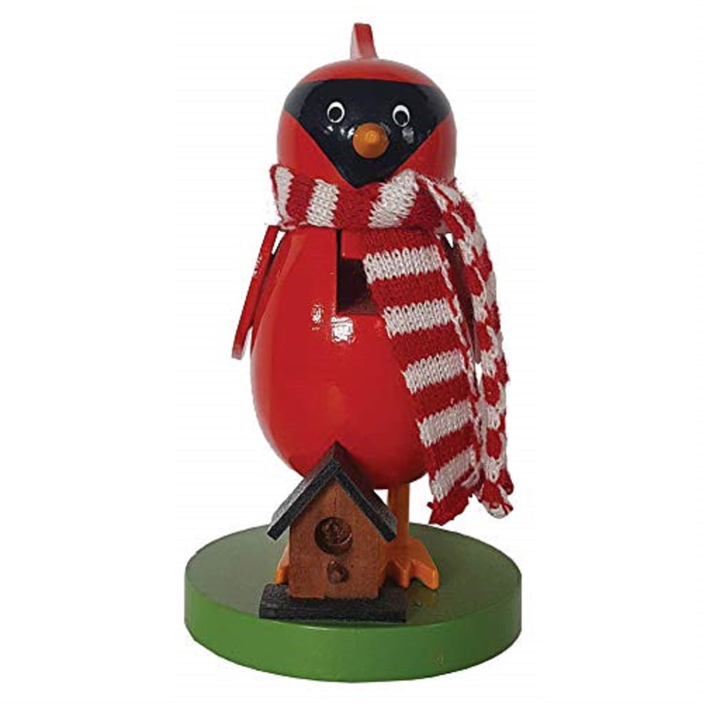 Cardinal Bird with Scarf and Birdhouse Wooden Christmas Nutcracker 6