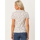 thumbnail image 4 of Allegra K Blusa con estampado floral retro con cuello Peter Pan para mujer Blanco crema M, 4 of 6