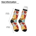 thumbnail image 2 of Zufioo Fall Maple Leaves Print Children's Mid-tube Socks, Contrast Color High Elastic Sports Socks - Sweat-absorbent, Warm, Suitable for Children Aged 6-10, 2 of 5