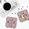 thumbnail image 4 of Lsque Cute Donuts Pattern 4" Drink Coasters Set of 4, PVC Leather Absorbent Coasters, Table Coaster Set Decorative Coffee Cup Coasters Housewarming Gift -Square, 4 of 6