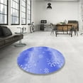 thumbnail image 4 of Ahgly Company Machine Washable Indoor Round Transitional Blue Ribbon Blue Area Rugs, 6' Round, 4 of 7