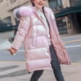 thumbnail image 5 of KAUOD Girls Long Winter Parka Coats Cute Gradient Color Quilted Puffer Jackets Faux-F𝐮r Insulated 𝗦now Ski down Outwear, 5 of 6