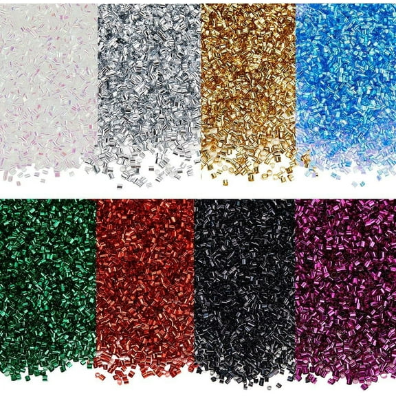 8 Colors 120G Crispy Bingsu Beads for Slime Iridescent Soft Straw Tube Beads 3D Glitter Plastic Beads Assortment Crunchy Slime Microbeads Supplies Dark Colors Beads 1 Color/Bag