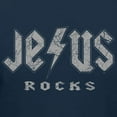 thumbnail image 3 of Teelocity Jesus Rocks Logo Graphic T-Shirt (Small - Standard Fit, Navy), 3 of 4