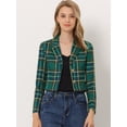 thumbnail image 2 of INSPIRE CHIC Blazer Court à Carreaux Extensible à Revers Cranté pour Femmes Vert m, 2 of 4
