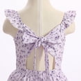 thumbnail image 4 of IBTOM CASTLE Teen Summer Holiday Floral Dress Junior Beach Casual Sundress | Tween Self Tie Back Flutter Sleeve Tea Party Back to School Prom Dress 10-11 Years Purple, 4 of 7