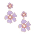 thumbnail image 2 of I AM A FASHION JUNKY Drop Lavender Gold Tropical Flower Earrings Women, 2 of 3