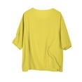 thumbnail image 4 of iHengLiXing Spring Tops for Womens Dressy Casual For Women Women's Casual Short Sleeve Round Neck Summer Loose Tee Shirts Blouse Yellow M, 4 of 7
