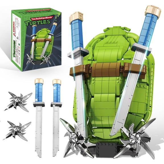 Turtle Shell Building Blocks Compatible with Lego, Turtle Building Block Set for Boy 8-12, Ocean Life Building with Detachable Double Swords and Double Darts, 1266Pcs