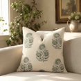 thumbnail image 6 of OCCOA Vintage Floral Print Throw Pillow Cover, Soft Linen Cushion Case for Sofa Couch Bed, 4 Colors Neutral Farmhouse Home Decor, Green, 6 of 7