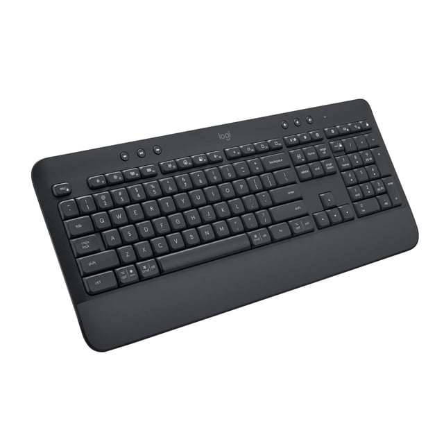 Logitech Signature K650 Comfort Full-Size Wireless Keyboard with Wrist Rest, BLE Bluetooth or Logi Bolt USB Receiver, Deep-Cushioned Keys, Numpad, Co