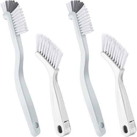 

4 Pieces Cleaning Brush Small Scrub Brush for Cleaning Bottle Sink Kitchen Brush. Edge Corner Grout Bathroom Cleaning Brushes. Sliding Door or Window Cleaning Brush (White)
