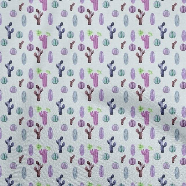 oneOone Polyester Spandex Purple Fabric Cactus Sewing Craft Projects Fabric Prints By Yard 56 Inch Wide