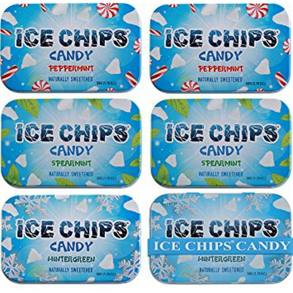 ICE CHIPS Xylitol Candy Minty Pack (6 Tins)