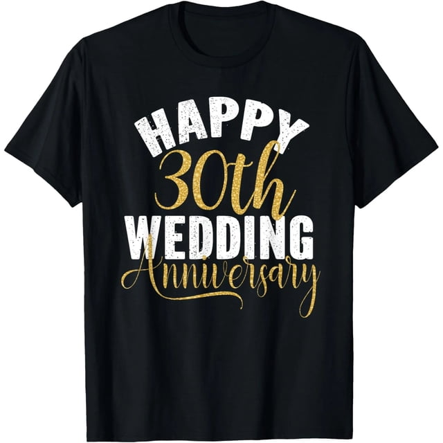 Camiseta de Aniversario de Bodas 30 Años para Parejas - Talla Extra Grande S-4XL - Mujer - Negro